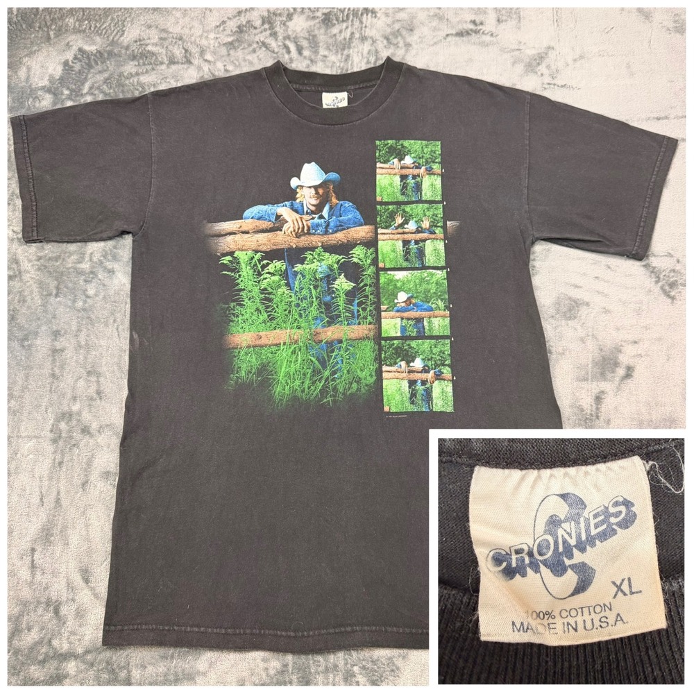 Vintage 1997 Alan Jackson Cronies T-Shirt XL USA Made Country Music Fade Black‎